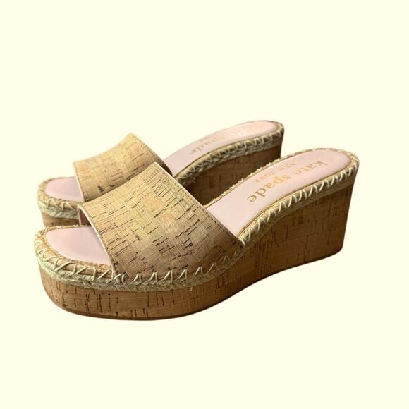 kate spade Cosette Cork Platform Wedge EspadrilleSandals Slip On NEW 9.5